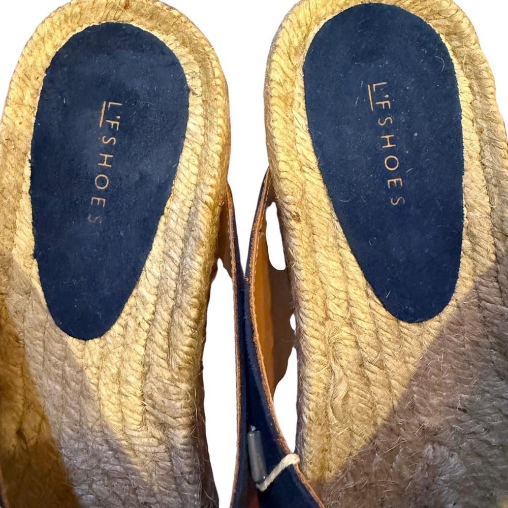 L’F Shoes Made in Spain Slide Sandals in Navy Yellow and Silver Sz 39 - Picture 7 of 11